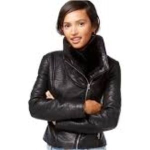 Wildflower Black Faux Leather Moto Jacket …